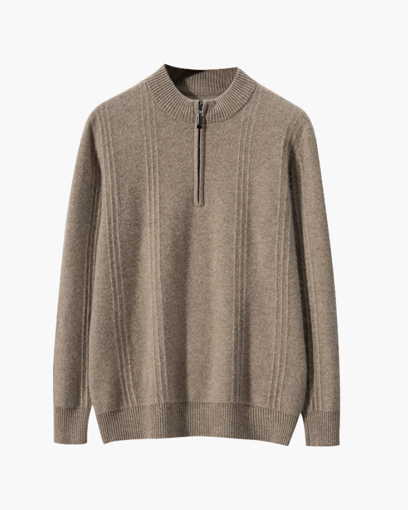 Silke København | 100% Cashmere Ribbet Halv Lynlås