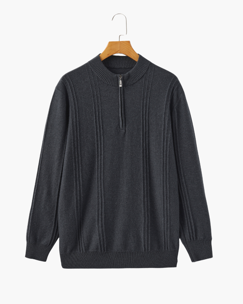 Silke København | 100% Cashmere Ribbet Halv Lynlås