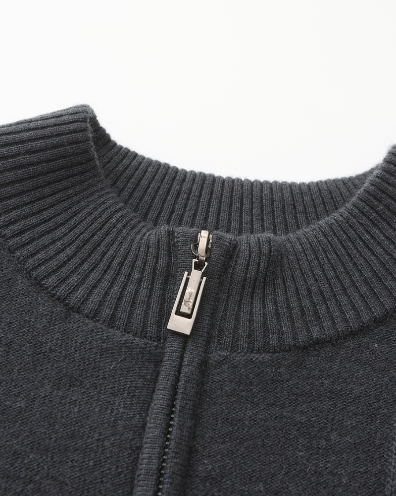 Silke København | 100% Cashmere Ribbet Halv Lynlås