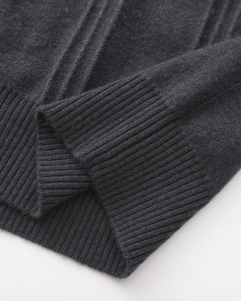 Silke København | 100% Cashmere Ribbet Halv Lynlås