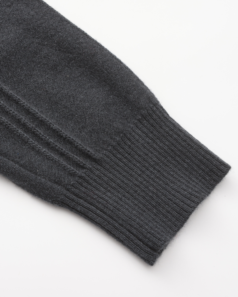 Silke København | 100% Cashmere Ribbet Halv Lynlås