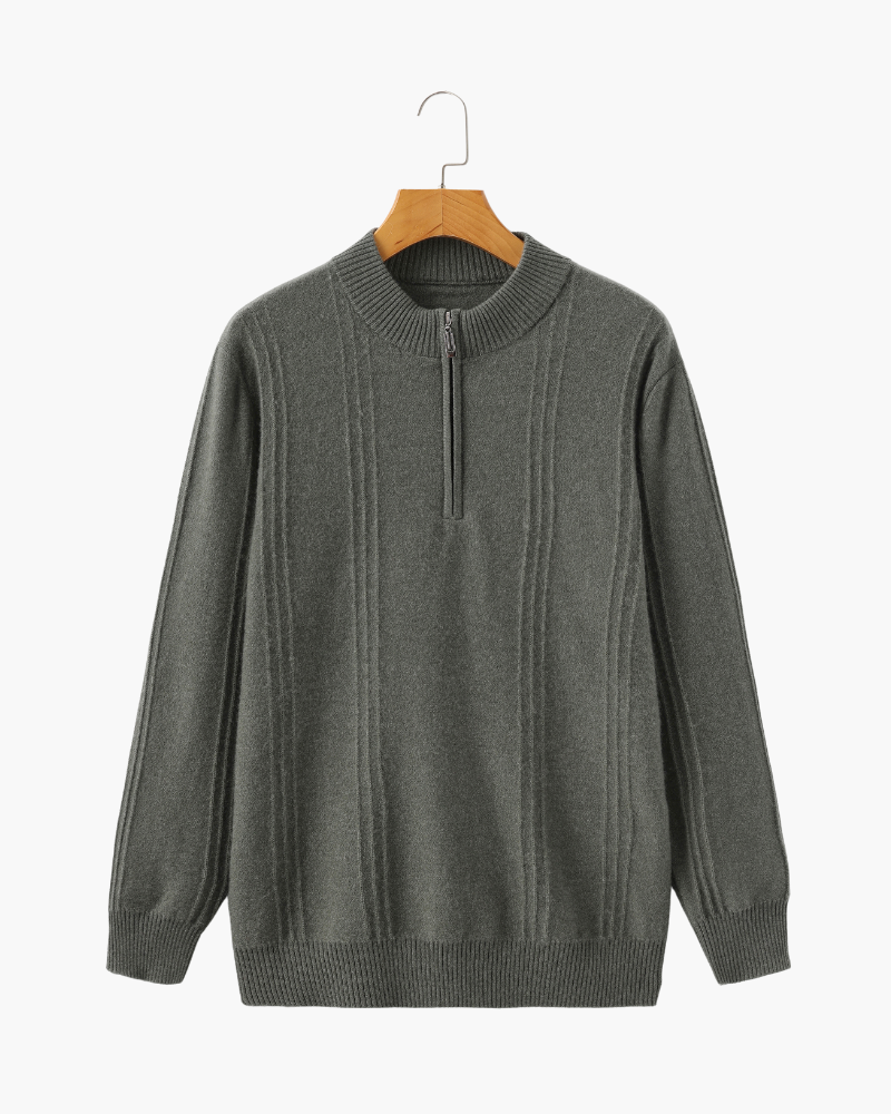 Silke København | 100% Cashmere Ribbet Halv Lynlås