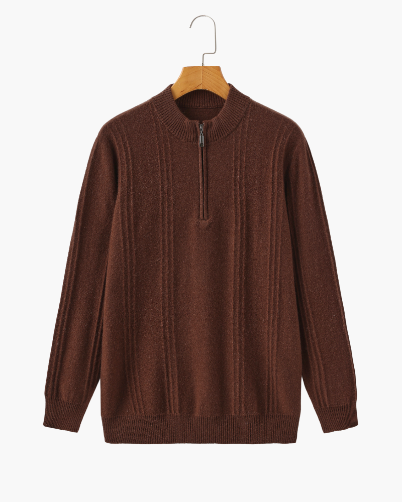 Silke København | 100% Cashmere Ribbet Halv Lynlås