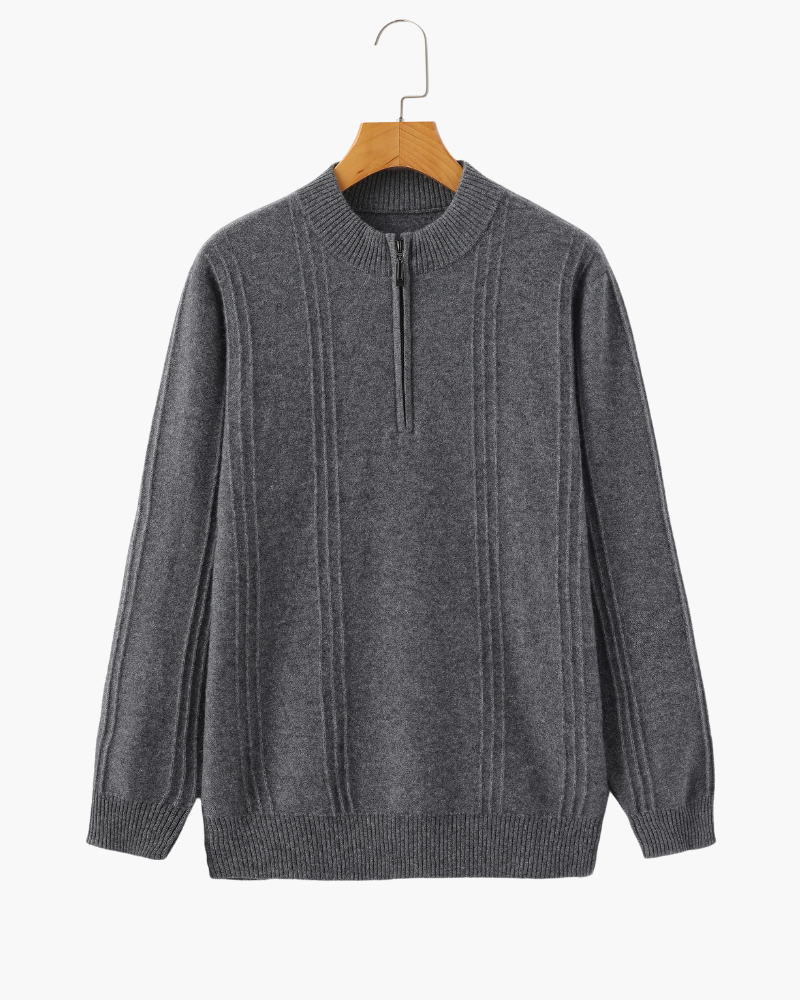 Silke København | 100% Cashmere Ribbet Halv Lynlås